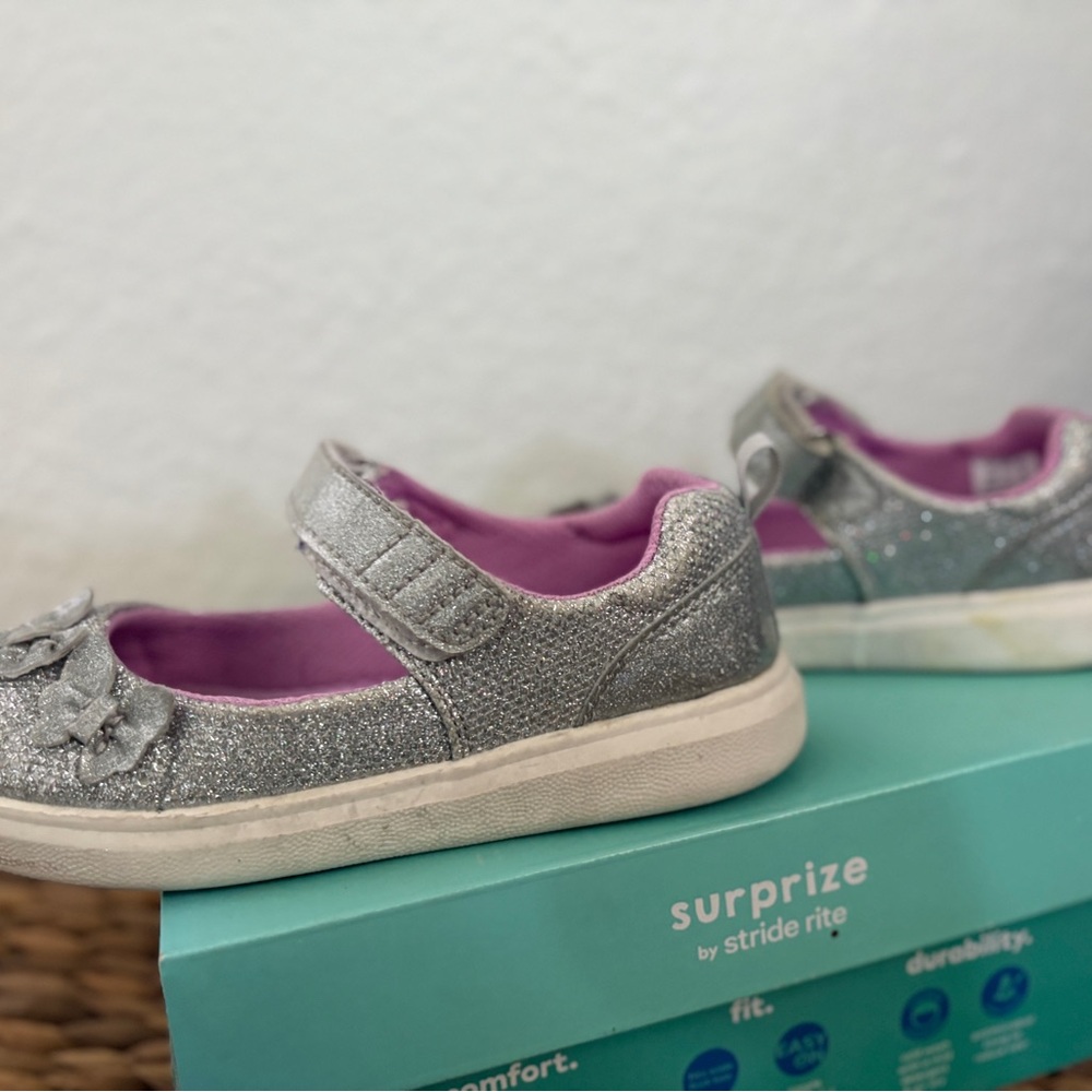Stride Rite Glittery Silver Kids Dress Shoes